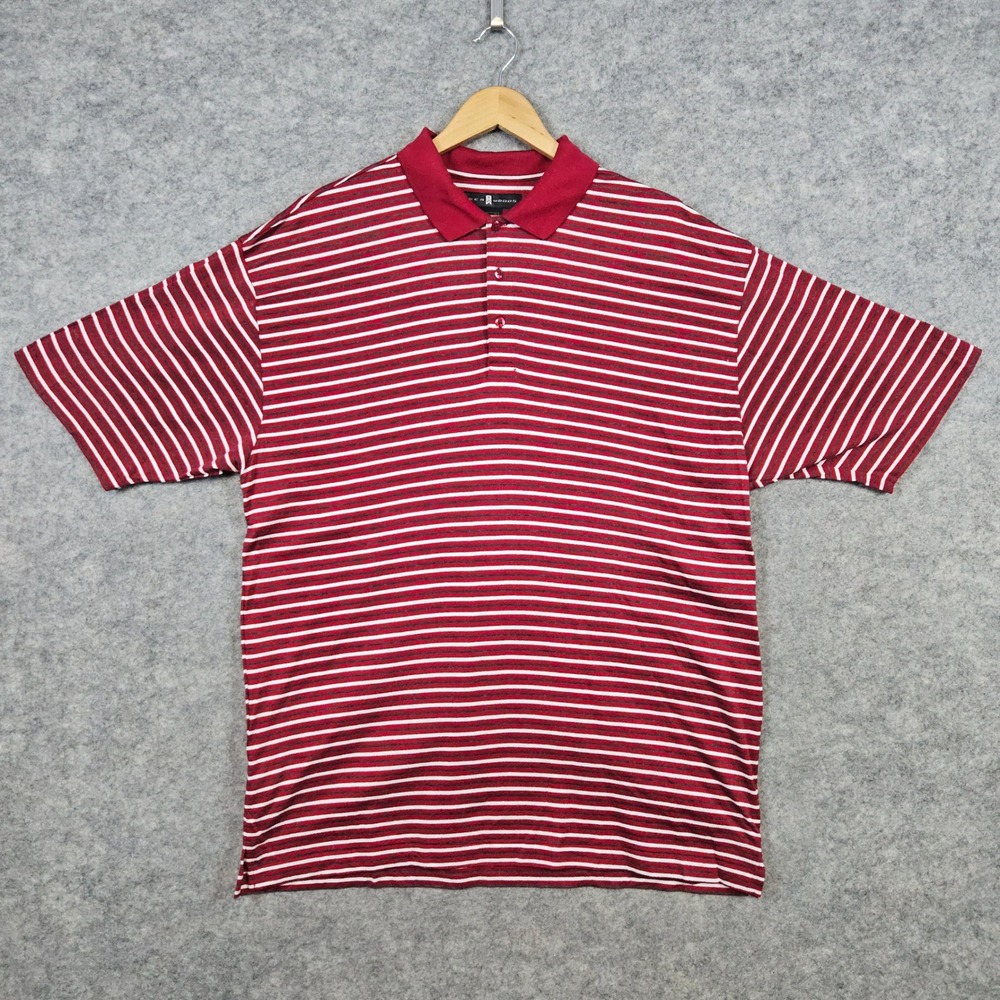 Nike Tiger Woods Men's Golf Polo Shirt Size‎ XL Red With Stripes 100% Cotton